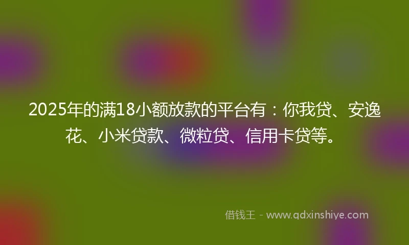 2025年的满18小额放款的平台有：你我贷、安逸花、小米贷款、微粒贷、信用卡贷等。
