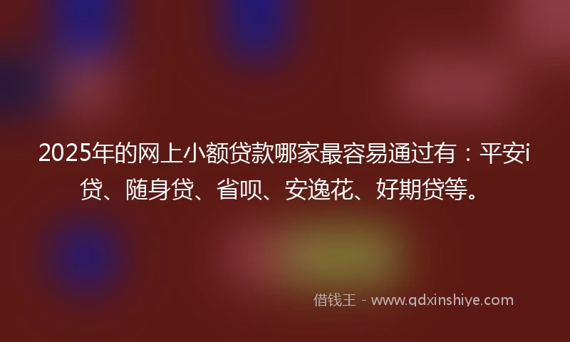 2025年的网上小额贷款哪家最容易通过有：平安i贷、随身贷、省呗、安逸花、好期贷等。