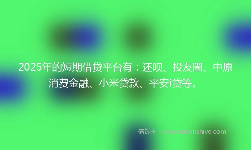 2025年的短期借贷平台有：还呗、投友圈、中原消费金融、小米贷款、平安i贷等。