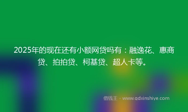 2025年的现在还有小额网贷吗有：融逸花、惠商贷、拍拍贷、柯基贷、超人卡等。