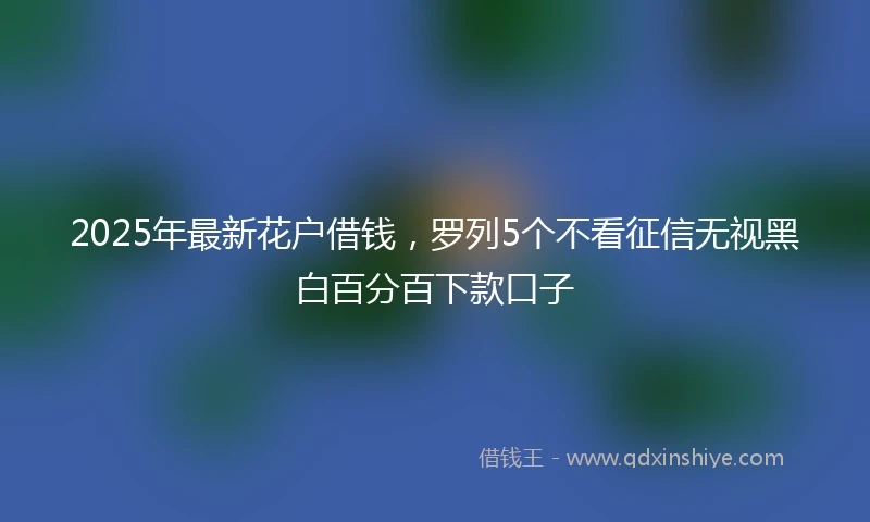 2025年最新花户借钱，罗列5个不看征信无视黑白百分百下款口子
