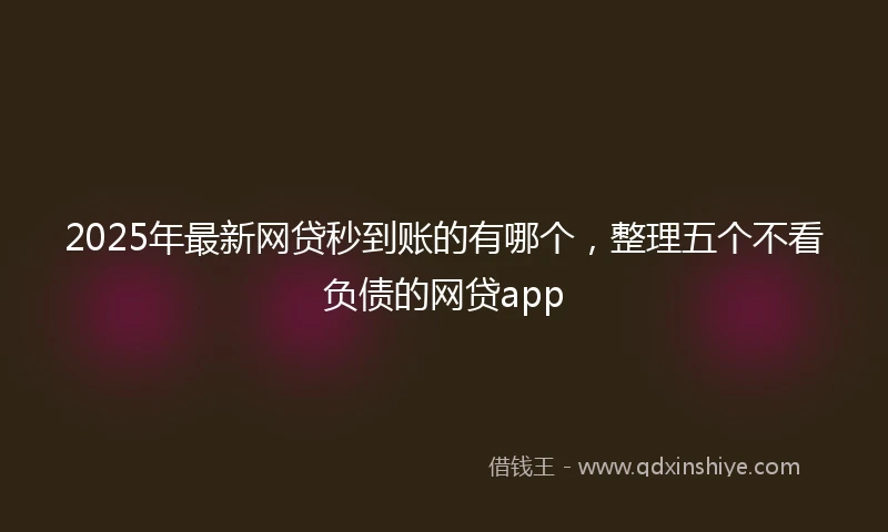 2025年最新网贷秒到账的有哪个，整理五个不看负债的网贷app
