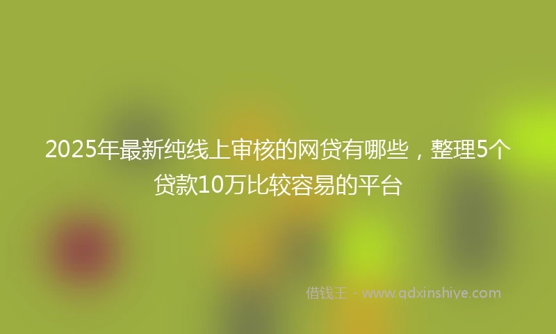 2025年最新纯线上审核的网贷有哪些，整理5个贷款10万比较容易的平台