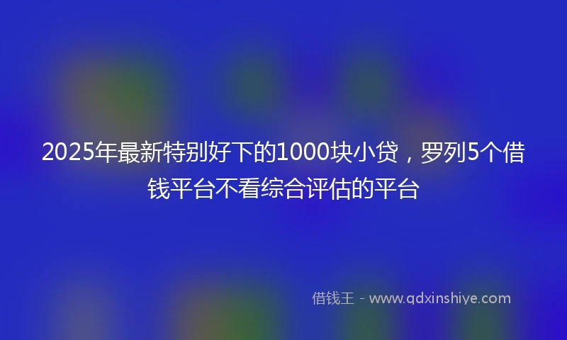 2025年最新特别好下的1000块小贷，罗列5个借钱平台不看综合评估的平台