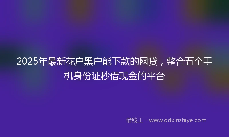 2025年最新花户黑户能下款的网贷，整合五个手机身份证秒借现金的平台