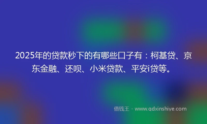 2025年的贷款秒下的有哪些口子有：柯基贷、京东金融、还呗、小米贷款、平安i贷等。