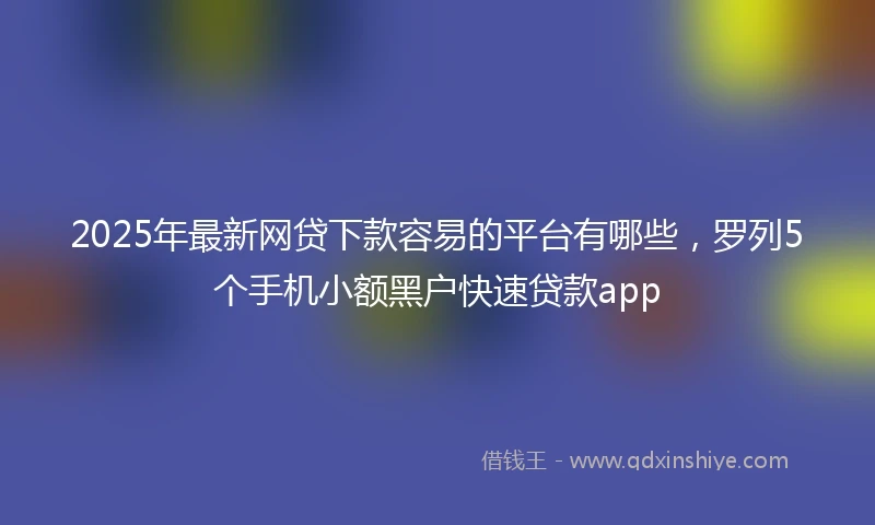 2025年最新网贷下款容易的平台有哪些，罗列5个手机小额黑户快速贷款app
