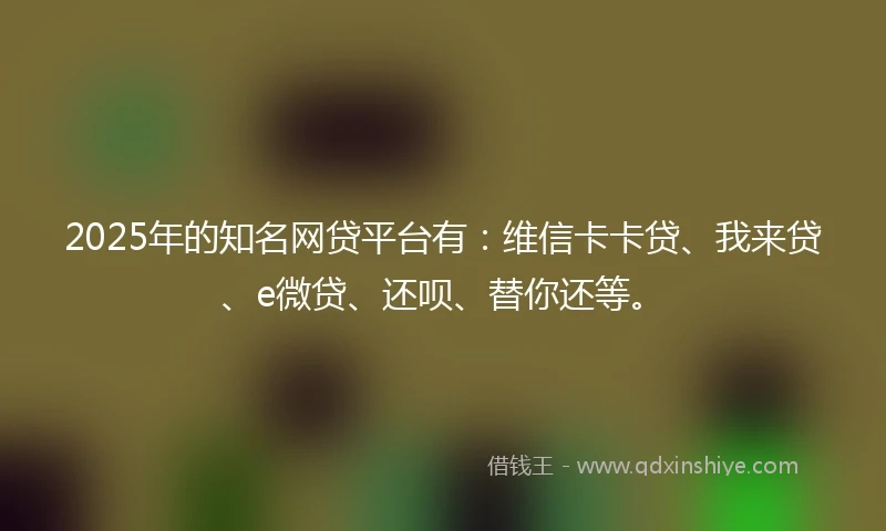 2025年的知名网贷平台有：维信卡卡贷、我来贷、e微贷、还呗、替你还等。