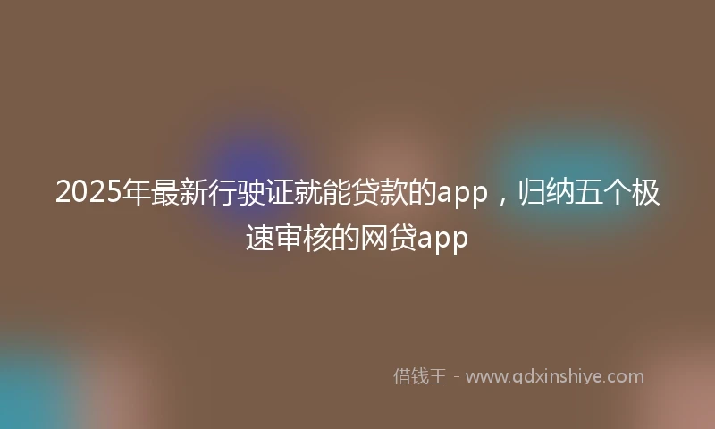 2025年最新行驶证就能贷款的app，归纳五个极速审核的网贷app
