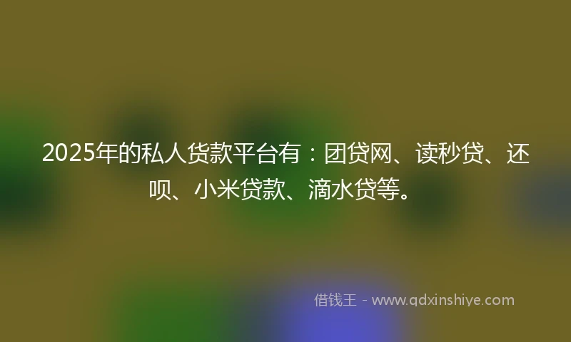 2025年的私人货款平台有：团贷网、读秒贷、还呗、小米贷款、滴水贷等。