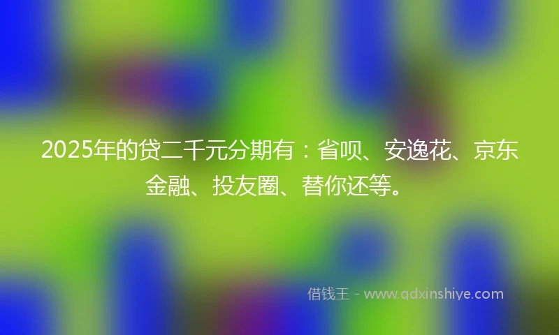 2025年的贷二千元分期有：省呗、安逸花、京东金融、投友圈、替你还等。