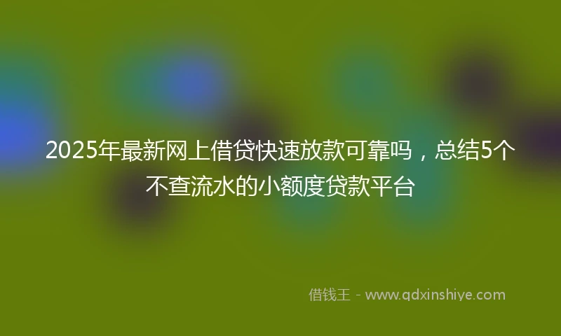 2025年最新网上借贷快速放款可靠吗，总结5个不查流水的小额度贷款平台