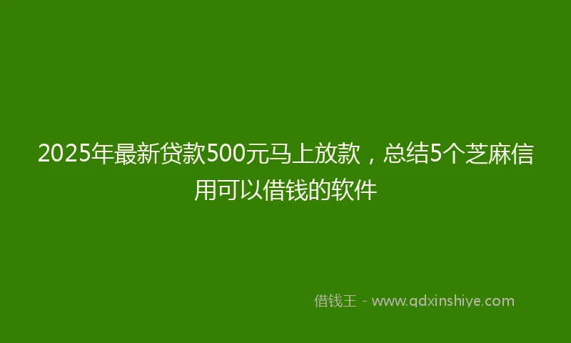 2025年最新贷款500元马上放款，总结5个芝麻信用可以借钱的软件