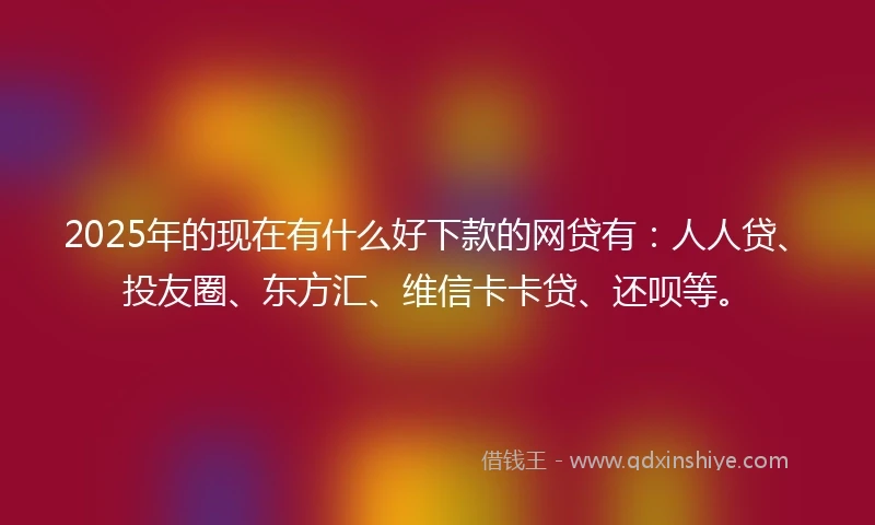 2025年的现在有什么好下款的网贷有：人人贷、投友圈、东方汇、维信卡卡贷、还呗等。