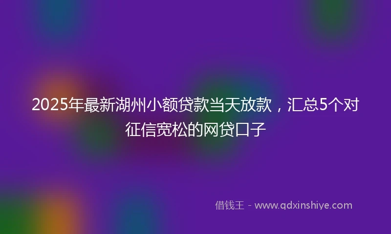 2025年最新湖州小额贷款当天放款，汇总5个对征信宽松的网贷口子