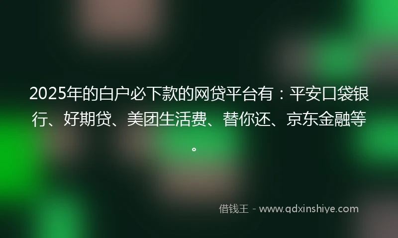 2025年的白户必下款的网贷平台有：平安口袋银行、好期贷、美团生活费、替你还、京东金融等。