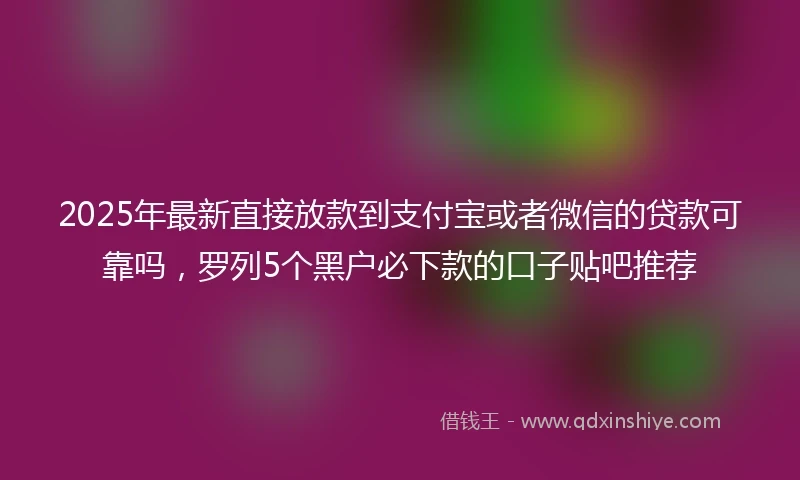 2025年最新直接放款到支付宝或者微信的贷款可靠吗，罗列5个黑户必下款的口子贴吧推荐