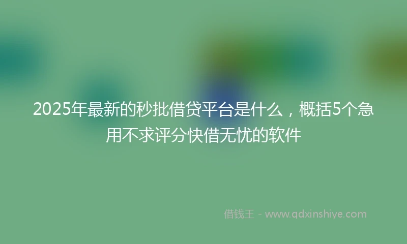 2025年最新的秒批借贷平台是什么，概括5个急用不求评分快借无忧的软件