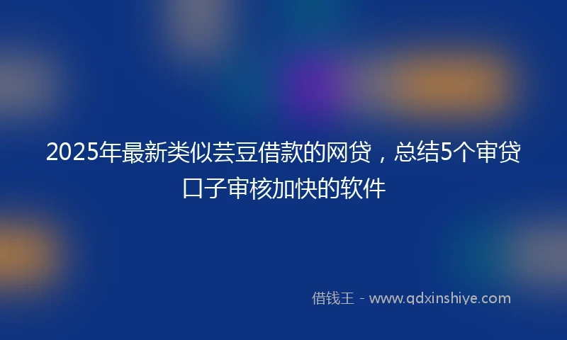 2025年最新类似芸豆借款的网贷，总结5个审贷口子审核加快的软件