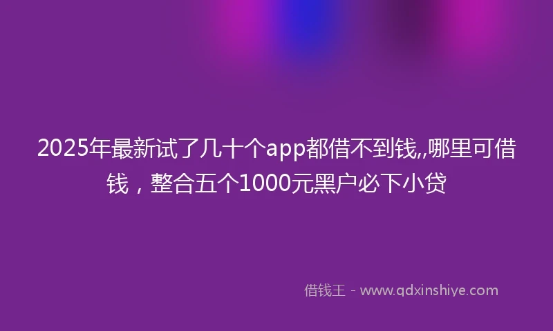 2025年最新试了几十个app都借不到钱,,哪里可借钱，整合五个1000元黑户必下小贷