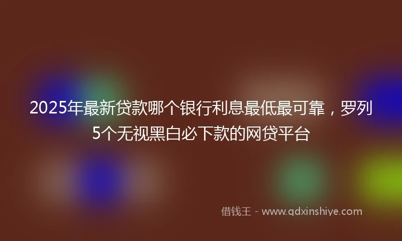 2025年最新贷款哪个银行利息最低最可靠，罗列5个无视黑白必下款的网贷平台