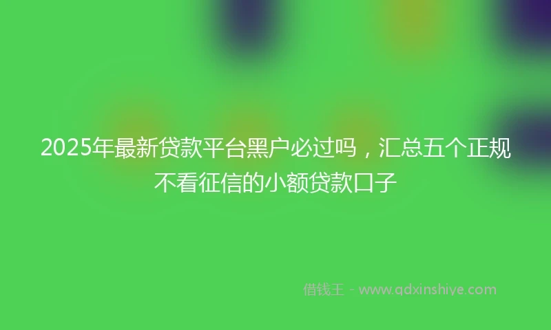 2025年最新贷款平台黑户必过吗，汇总五个正规不看征信的小额贷款口子
