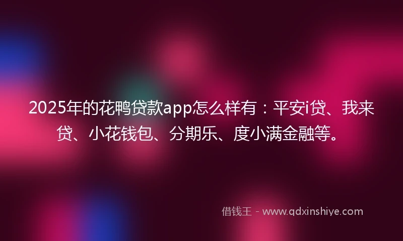 2025年的花鸭贷款app怎么样有:平安i贷、我来贷、小花钱包、分期乐、度小满金融等。