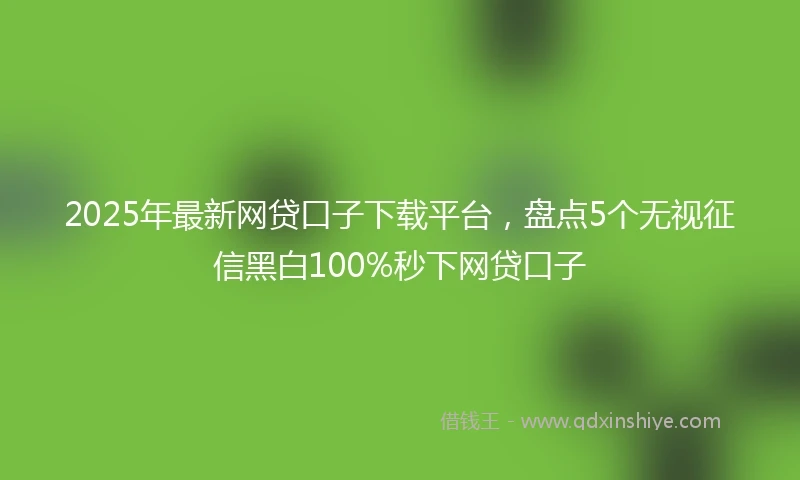 2025年最新网贷口子下载平台，盘点5个无视征信黑白100%秒下网贷口子