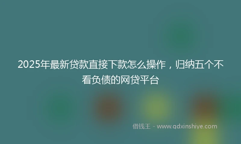 2025年最新贷款直接下款怎么操作，归纳五个不看负债的网贷平台