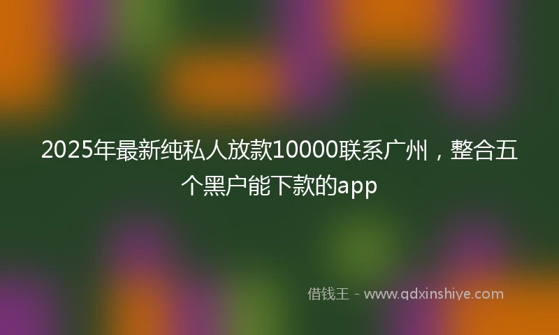 2025年最新纯私人放款10000联系广州，整合五个黑户能下款的app
