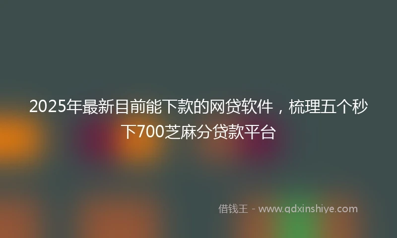 2025年最新目前能下款的网贷软件，梳理五个秒下700芝麻分贷款平台