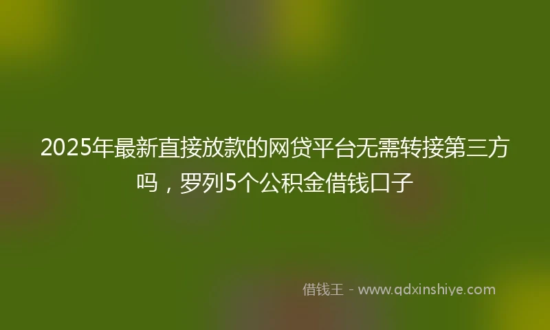 2025年最新直接放款的网贷平台无需转接第三方吗，罗列5个公积金借钱口子