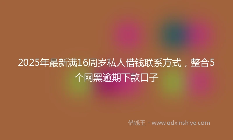 2025年最新满16周岁私人借钱联系方式，整合5个网黑逾期下款口子