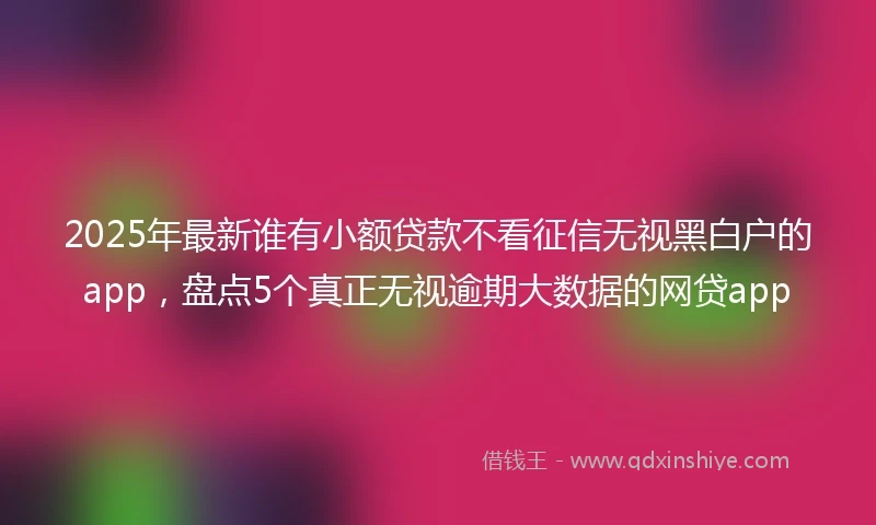2025年最新谁有小额贷款不看征信无视黑白户的app，盘点5个真正无视逾期大数据的网贷app