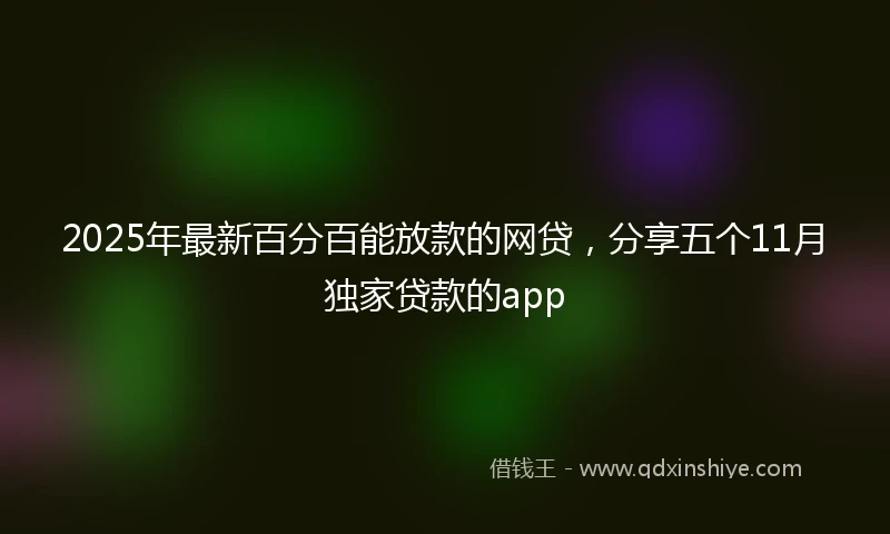 2025年最新百分百能放款的网贷，分享五个11月独家贷款的app