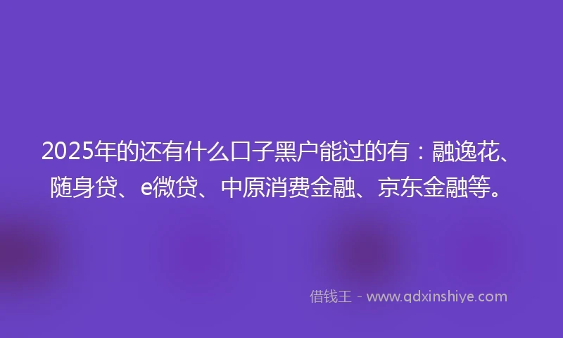 2025年的还有什么口子黑户能过的有：融逸花、随身贷、e微贷、中原消费金融、京东金融等。