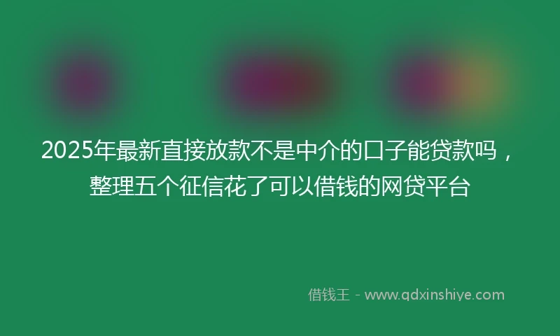 2025年最新直接放款不是中介的口子能贷款吗，整理五个征信花了可以借钱的网贷平台