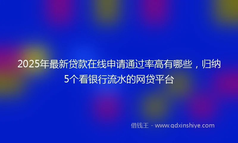 2025年最新贷款在线申请通过率高有哪些，归纳5个看银行流水的网贷平台