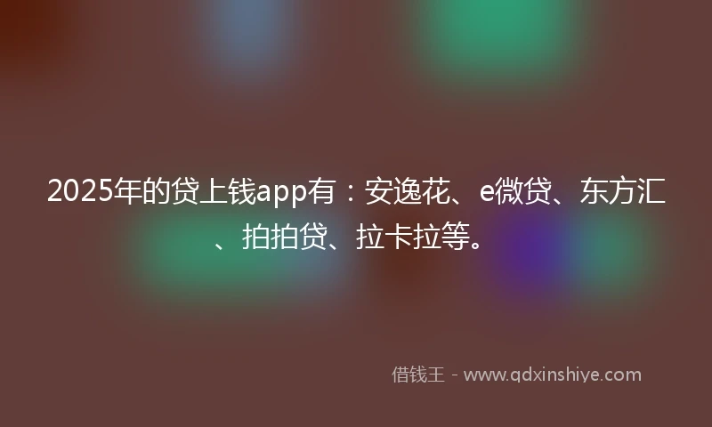 2025年的贷上钱app有：安逸花、e微贷、东方汇、拍拍贷、拉卡拉等。