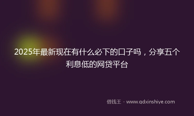 2025年最新现在有什么必下的口子吗，分享五个利息低的网贷平台
