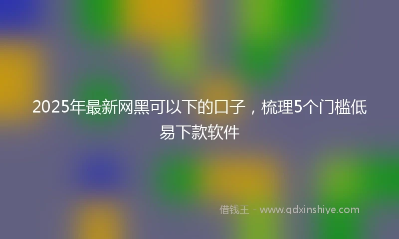 2025年最新网黑可以下的口子，梳理5个门槛低易下款软件