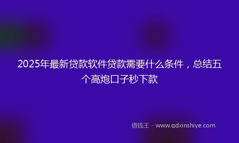 2025年最新贷款软件贷款需要什么条件，总结五个高炮口子秒下款
