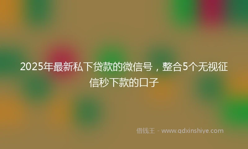 2025年最新私下贷款的微信号，整合5个无视征信秒下款的口子