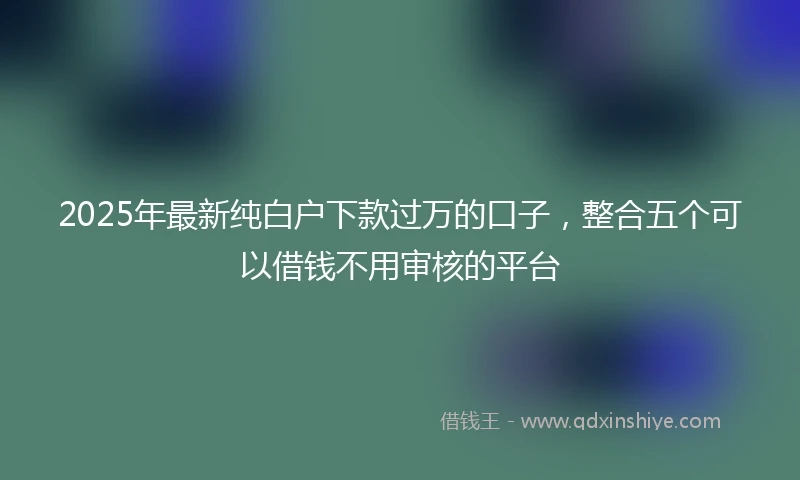 2025年最新纯白户下款过万的口子，整合五个可以借钱不用审核的平台