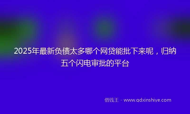 2025年最新负债太多哪个网贷能批下来呢，归纳五个闪电审批的平台