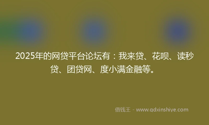 2025年的网贷平台论坛有：我来贷、花呗、读秒贷、团贷网、度小满金融等。