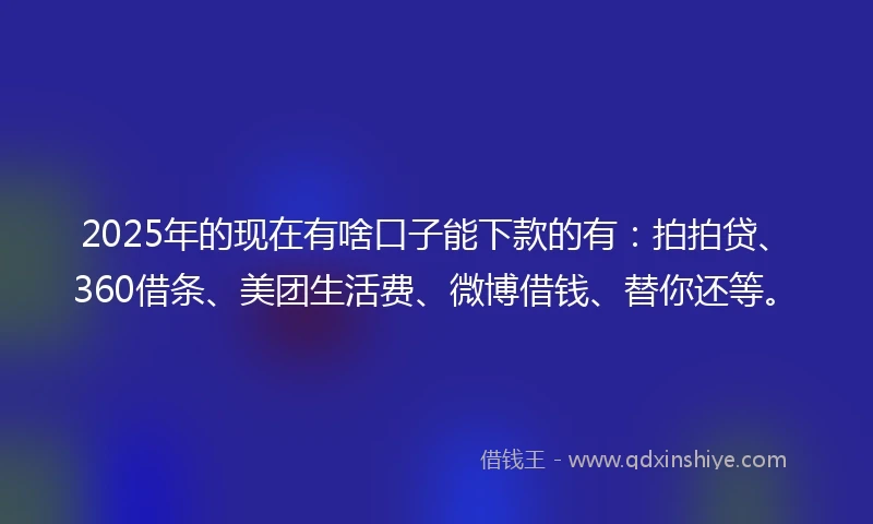2025年的现在有啥口子能下款的有：拍拍贷、360借条、美团生活费、微博借钱、替你还等。