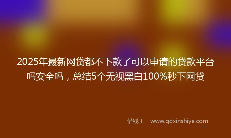 2025年最新网贷都不下款了可以申请的贷款平台吗安全吗，总结5个无视黑白100%秒下网贷