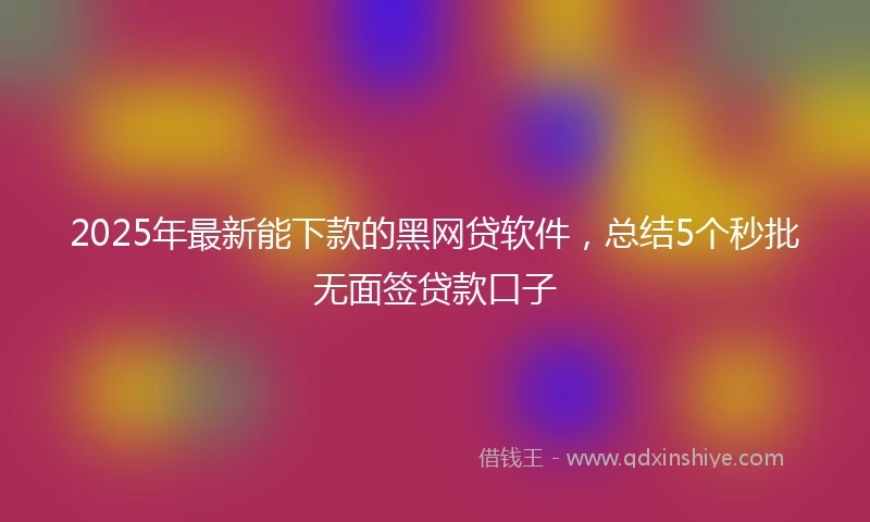 2025年最新能下款的黑网贷软件，总结5个秒批无面签贷款口子