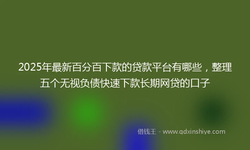 2025年最新百分百下款的贷款平台有哪些，整理五个无视负债快速下款长期网贷的口子